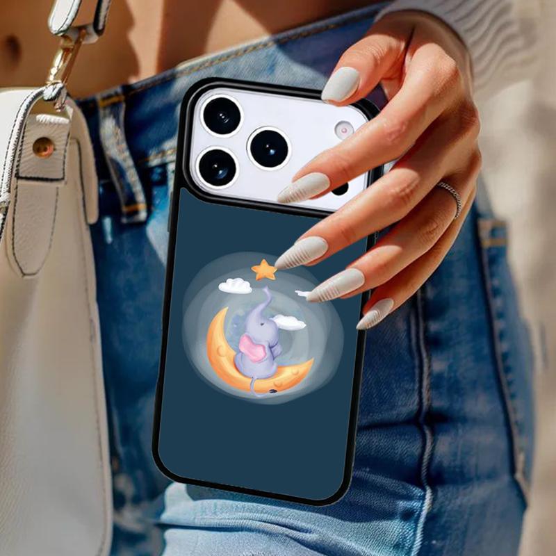 Чехол для телефона «Слон и Луна» для iPhone 17 Air 14 15 13 12 Max Чехол для Apple 14 15 16 16e 11 Pro Max Plus Coque