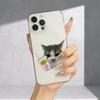 Чехол для телефона с рисунком "Чайный кот", подходит для iPhone 16 15 14 13 12 11 Pro/Max/Plus, прозрачная защитная от падений задняя крышка