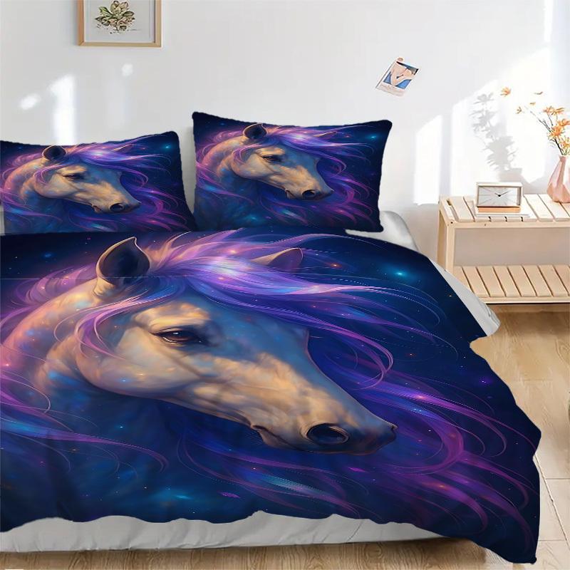 3pcs Celestial Horse Duvet Cover Set -Includes 1 Duvet Cover and 2 Pillowcases, No Quilt Core, All-Season Home Decor yy251111143