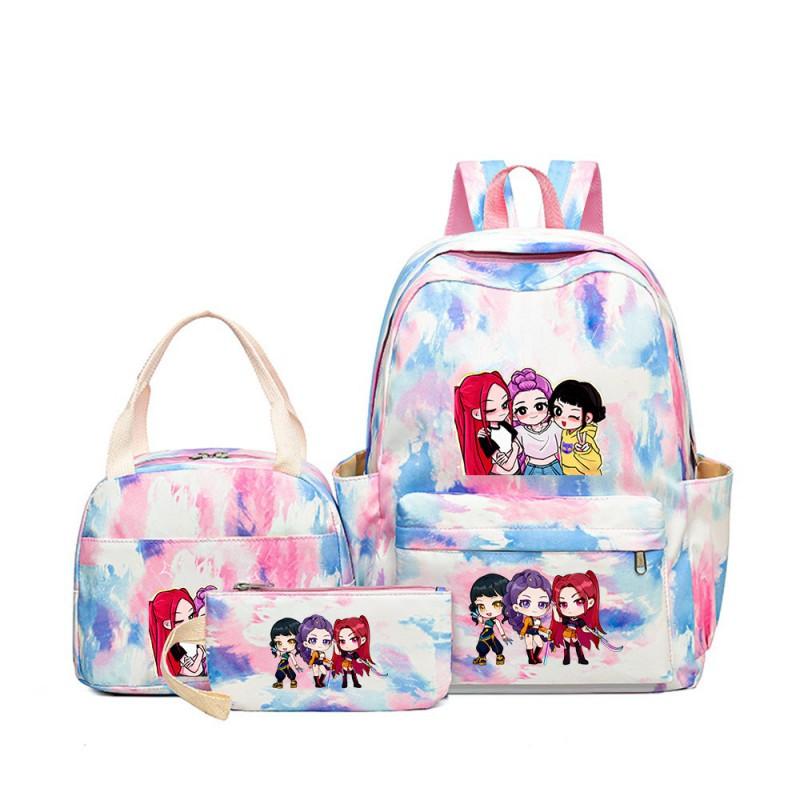 K-Pop Anime Girl Group Themed Backpack Set With Lunch Bag Pencil Case School Kids Oxford Fabric Lightweight Ergonomic Design
