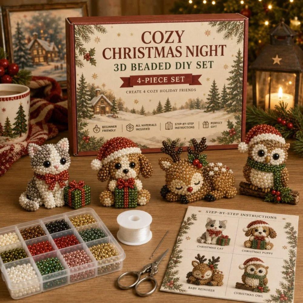 Tiny Beads 3D Beaded Animal Kit Animal Shape Handmade Bead Art Kit DIY Bead Craft Kit Home Decor
