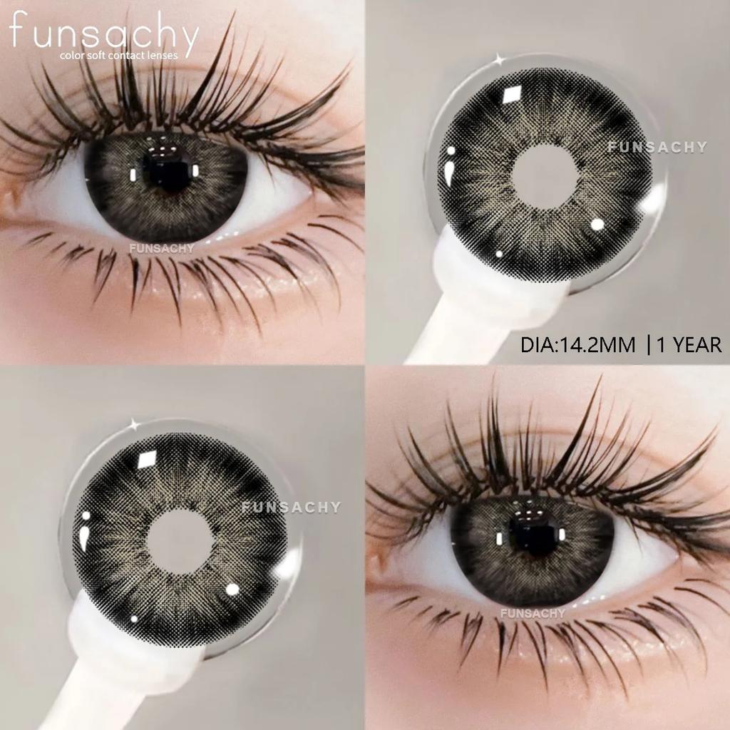 FUNSACHY 1 пара корейских линз, цветные контактные линзы, натуральные линзы для глаз, мягкие голубые линзы для зрачков, новые коричневые косметические средства, годовая цена