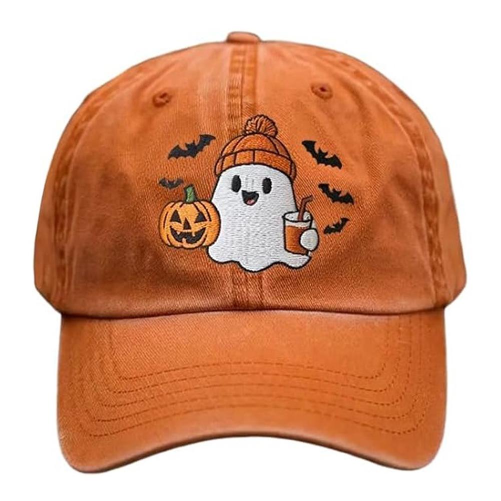 Halloween Ghost Hat for Women Men Halloween Pumpkin Embroidery Baseball Cap for Fishing Camping Picnic Beach Family Outings