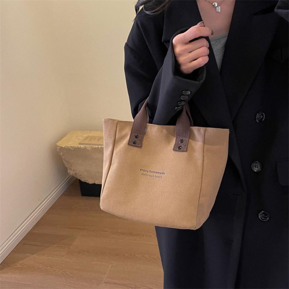 Однотонная холщовая сумка-тоут Большая вместимость Тканевая сумка через плечо Повседневная сумка для покупок Мужская