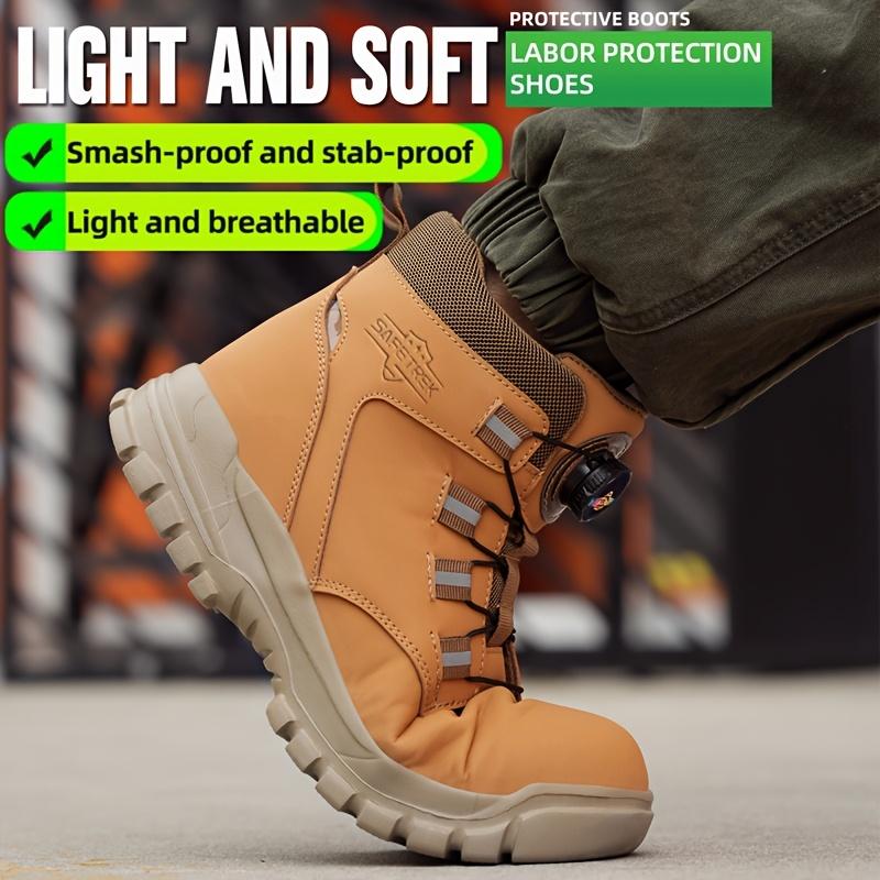 Steel Toe Work Safety Shoes - Puncture-Proof, Anti-Smash, Non-Slip, Shock-Absorbing, with Convenient Rotating Buckle, High-Top Protective Design