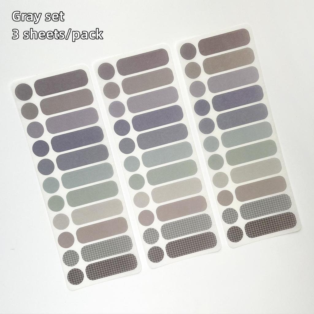 3 Sheet Basic Color Stickers Set Multi Rainbow Candy Pure Paper Adhesive Memo Note Diary Album Decoration Marker