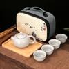 Travel Tea Set Retro Outdoor Portable Kung Fu Ceramics One Pot Four Cups with Tea Tray Company Gifts Cheap