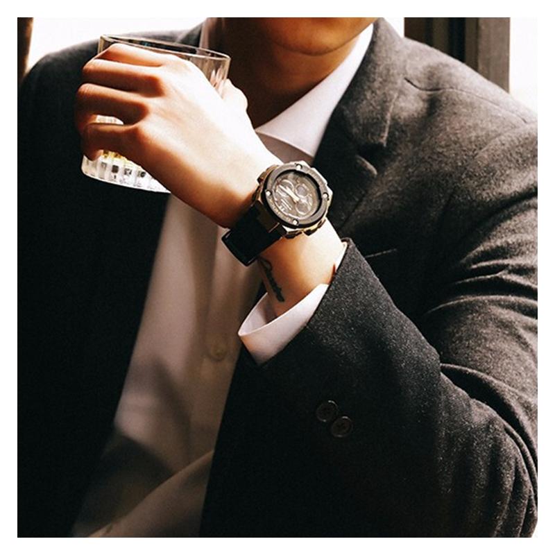 Casio Серия G-STEEL - W диск двойной дисплей 200 метров водонепроницаемый кварцевый механизм ремешок из смолы японские и корейские часы мужские часы черные GST-W300G-1A9PR