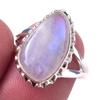 Natural Rainbow Moon Stone Gemstone Handmade 925 Sterling Silver Ring S.7 A6L91