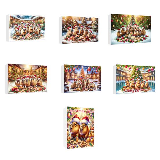 Капибара Адвент-календарь Рождественские 2D украшения капибары Обратный отсчет 24 дня