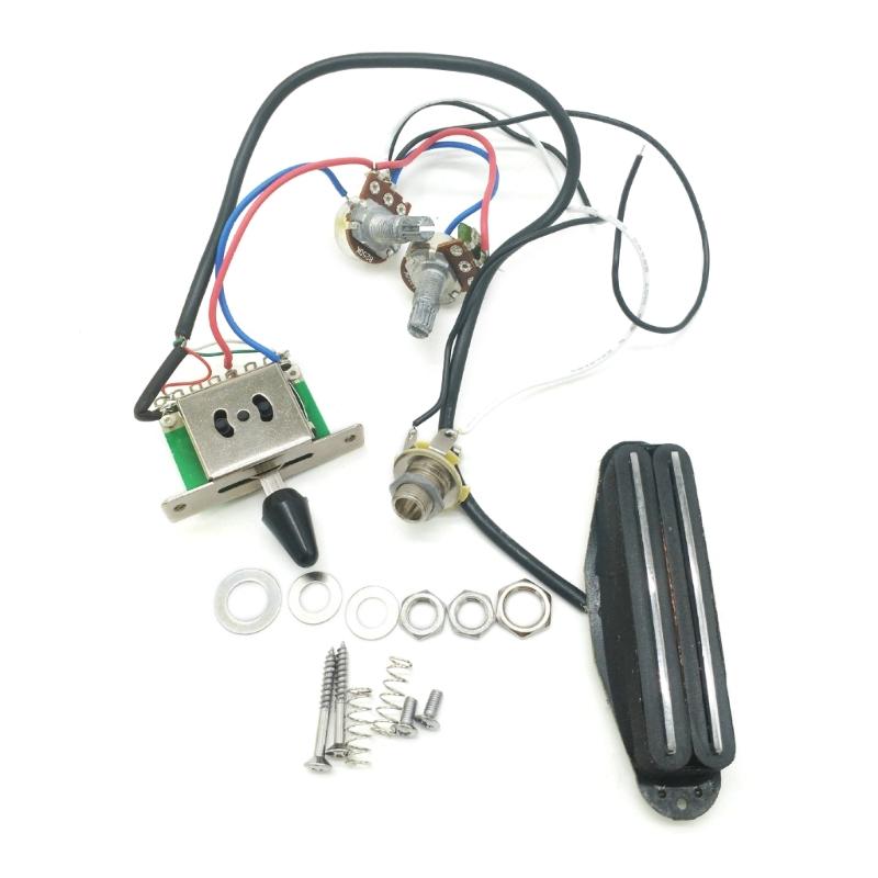 Готовый гитарный wiring harness с наборами звукоснимателей Double Hot Rail, 1 ручка тона, 1 ручка громкости, 3-позиционный переключатель, 1 гнездо для электрогитары
