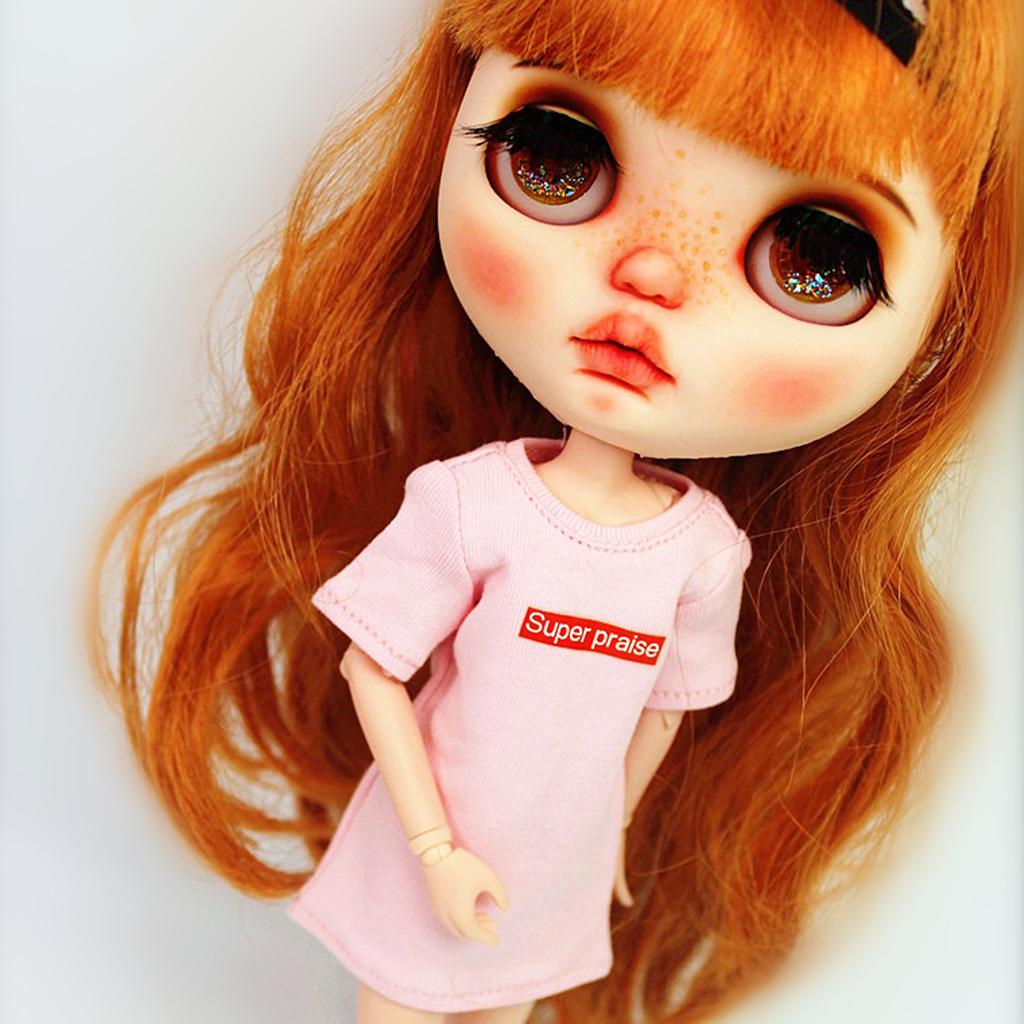Милая футболка с принтом букв, короткий рукав, для куклы Blythe 1/6