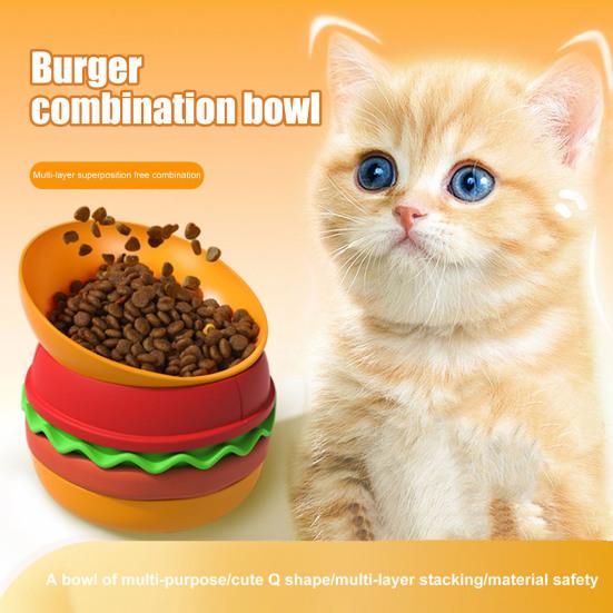 Миска для домашних животных в форме гамбургера, набор из 5 мисок для кормления домашних животных, набор столовых приборов ручной работы для кошек и собак
