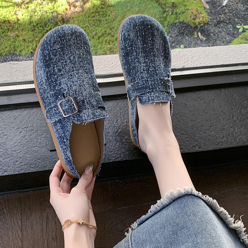 Модные Нескользящие Уличные Балетки на Лето с Круглым Носком и Низким Вырезом, Сексуальные и Удобные Женские Шлепанцы с Закрытым Носком