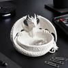 Bedside Table Accessory Tray Gothic Dragon Jewelry Tray, 3D Printed Figurine, Mythical Creature Desktop Textured Scale Storage Bowl Organizer for Keys
