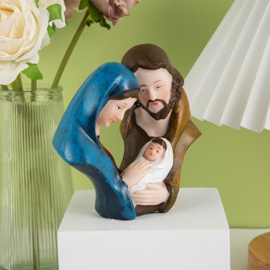 Статуэтка Святого Семейства Рождество Адвент Статуэтка из смолы Иосиф Дева Мария Иисус Рождение Иисуса Скульптура