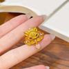 Golden Rhinestone Opening Ring Textured Animal Ring Creative Vintage Metal Ring  Daily