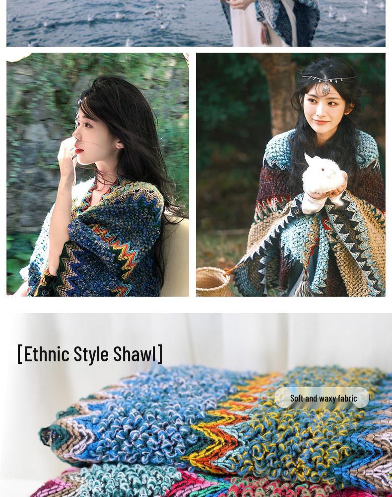 Ethnic Shawl Cape for Travel - Women's Tibetan, Xinjiang, Qinghai, Yunnan Cloak Scarf