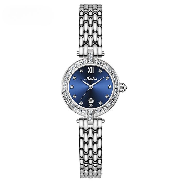 Новые стильные женские часы, модные, простые, со стальным ремешком, компактные, кварцевые часы