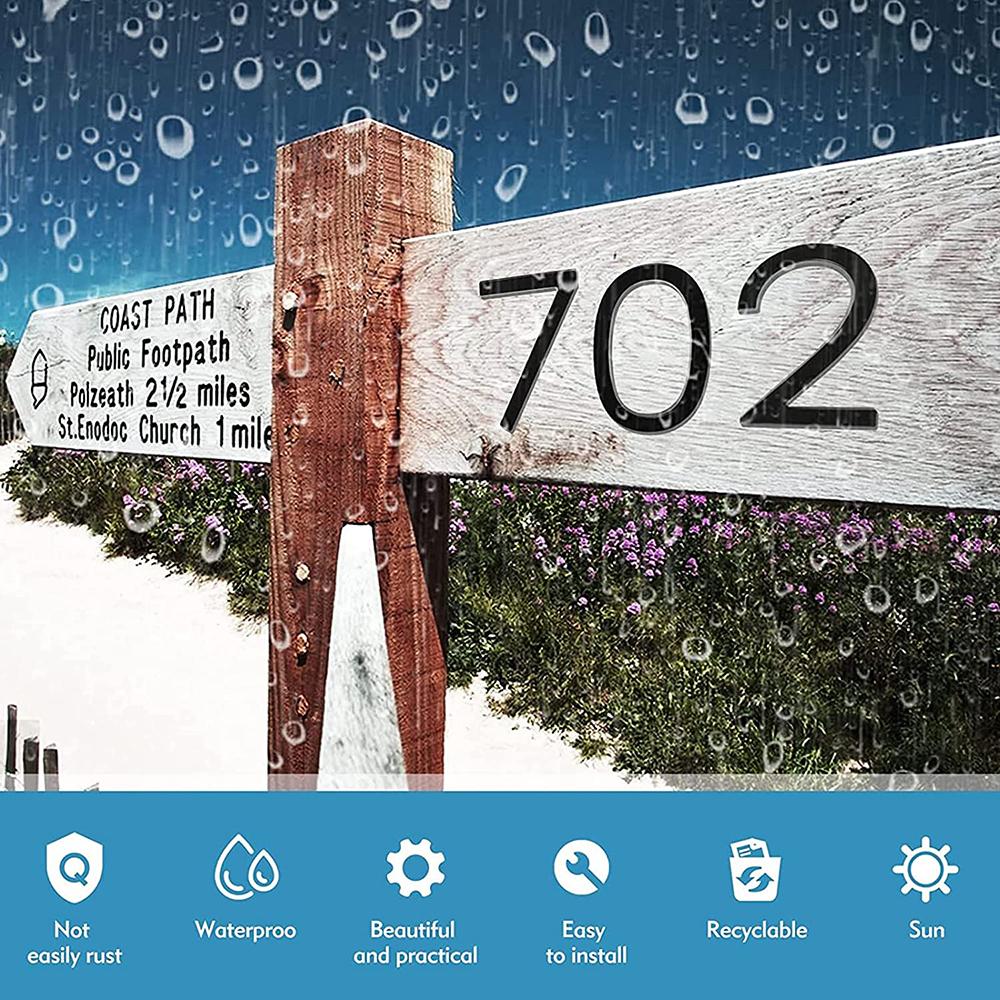 125 мм плавающий номер дома, современные буквы алфавита двери, дома на открытом воздухе 5 дюймов. Черные 3D цифры адрес дверные номерные таблички для стены