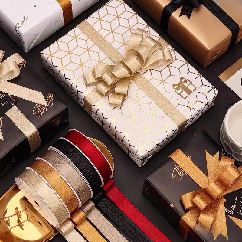 Лента высокого качества Jinwei 2,5 см: Плотный, зашифрованный дизайн с изображением черного лебедя для украшения подарочных коробок и свадебных конфет.