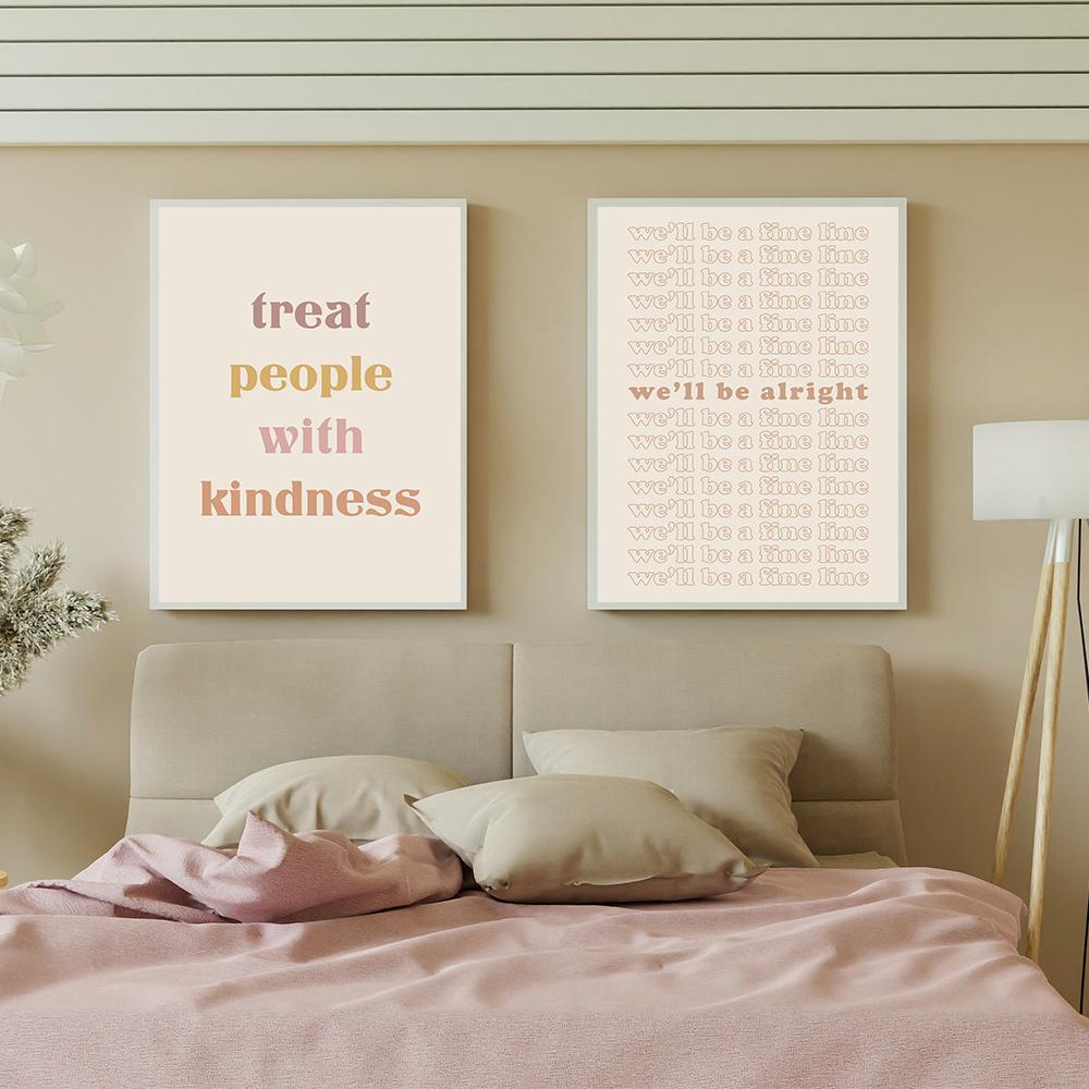 Inspirational Posters Treat People with Kindness Canvas Painting Style Lyrics Friend Gift Prints Nordic Wall Art Pictures Decor