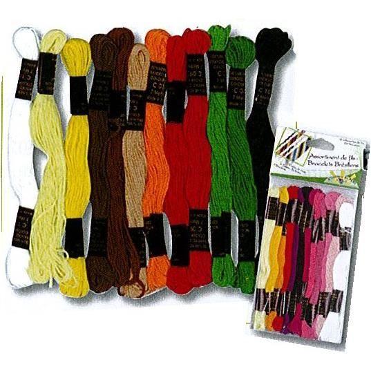 Fils pour bracelets brésiliens - Ethnique - 12 échevettes - 100% coton - 7 mètres - Multicolore