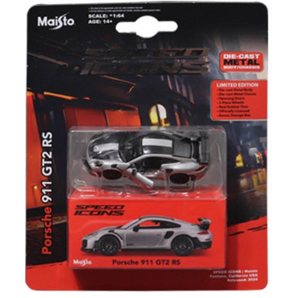 Майсто 1:64 Иконки Скорости Porsche 911 GT2 RS Металлическая Модель Автомобиля с Открывающимися Дверями, Серебристый