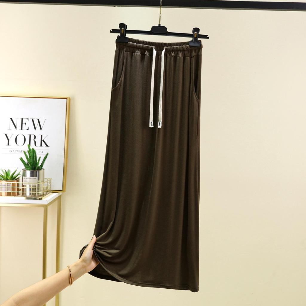 Женская миди-юбка А-силуэта на резинке - Модал, карман, кэжуал, свободный крой для весны/лета