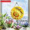2D Flat 20*20cm1pc Welcome Yellow Bright Sunflower Pattern Door Art Decorative Plaque, Vibrant Floral Home Wooden Round Ornament for Window&garden