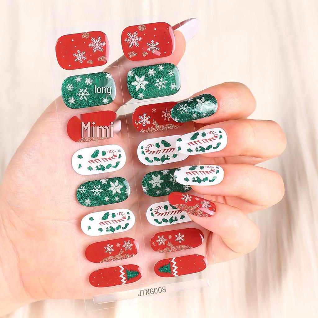 Рождественские полупрозрачные гелевые наклейки для ногтей с УФ-лампой