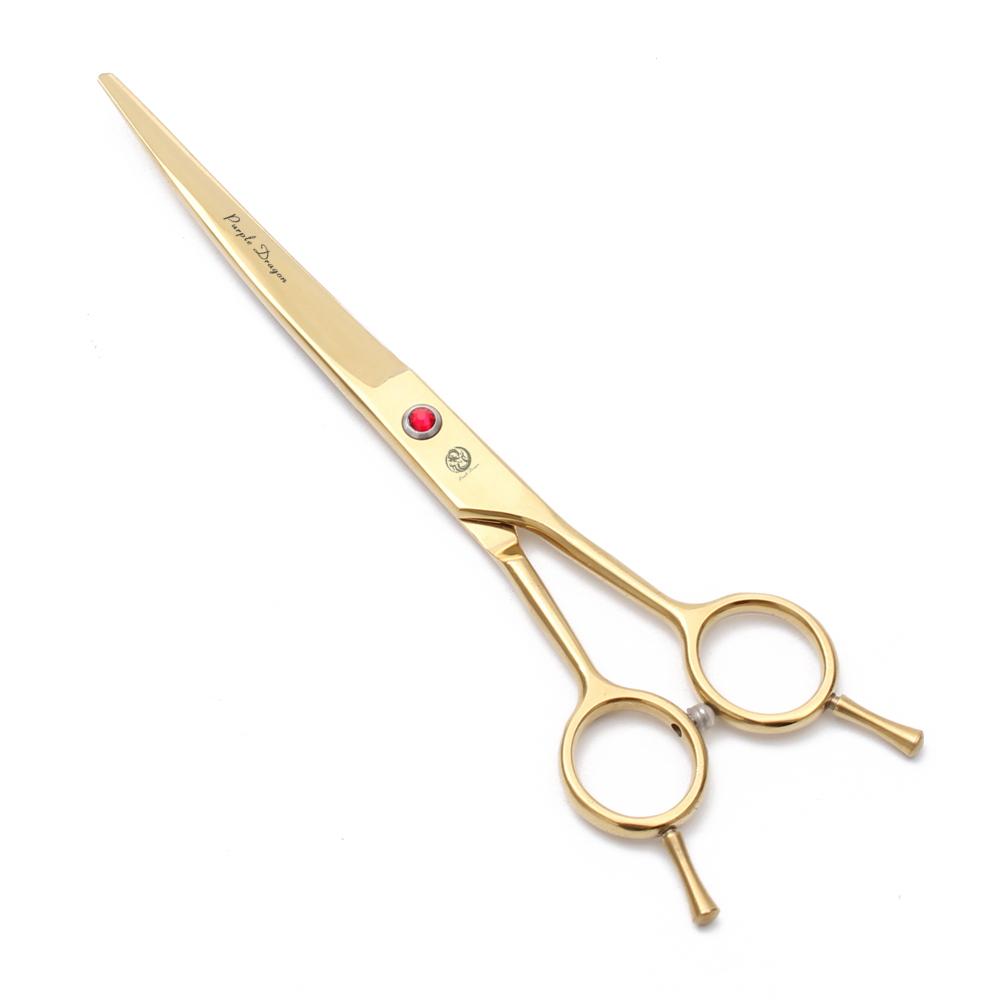 Ножницы для стрижки собак Purple Dragon 6,5" 7" из нержавеющей стали, изогнутые вверх, профессиональные ножницы для домашних животных, филировочные ножницы Z3002