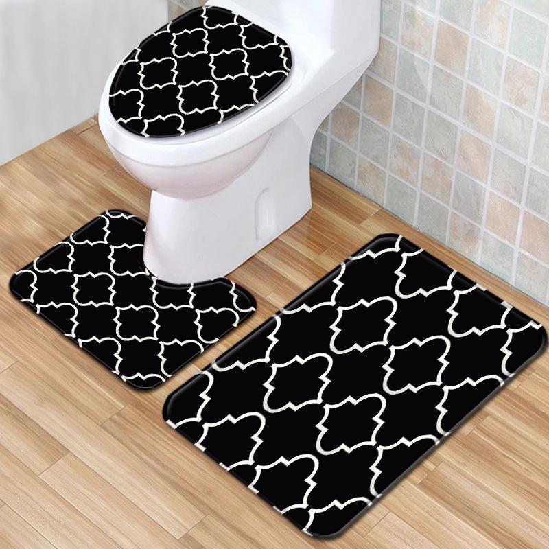 World Scenery Toilet Three-Piece Floor Mat Bathroom 3-Piece Mat Carpet Door Mat Is Now