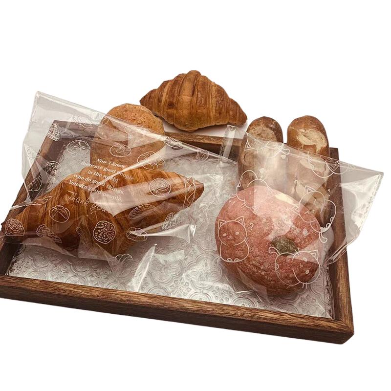 100 шт. прозрачные печатные самоклеящиеся пакеты для выпечки хлеба, подарочные пакеты для конфет, хлеба, самозапечатывающиеся пакеты для вечеринки, дня рождения