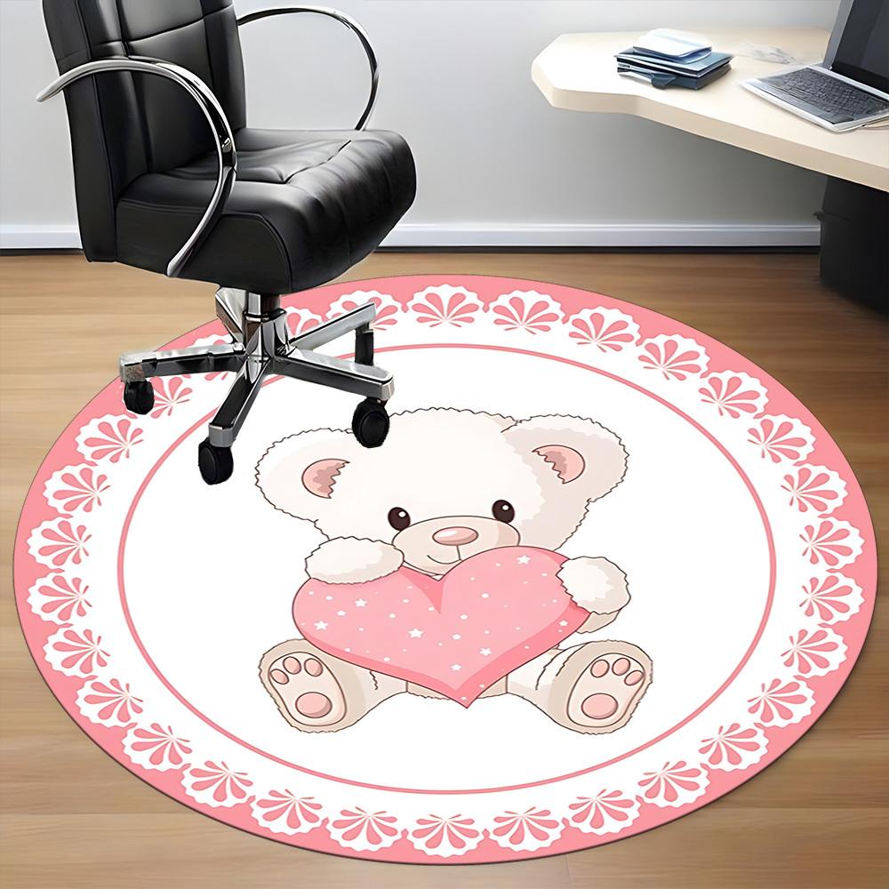 1pc Teddy HeartChair Carpet for Office, Indoor Non-Slip Washable Polyester Fiber Carpet, Mat For Office, Machine Washable