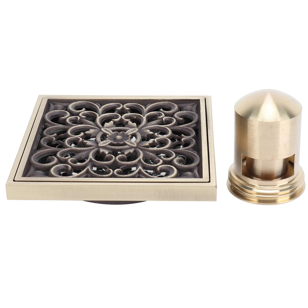 Floor Drain Antique Copper Shower Drain Kit for Home Hotel Bathroom Toilet 10x10cm
