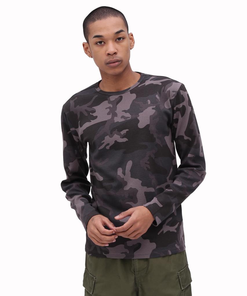 AVIREX Daily Rib Long Sleeve Crew Neck Camouflage Rib Crew Neck Long Sleeve for Daily Size Black 6153481 T-Shirt (Web Exclusive) T-Shirt Wear, Men's