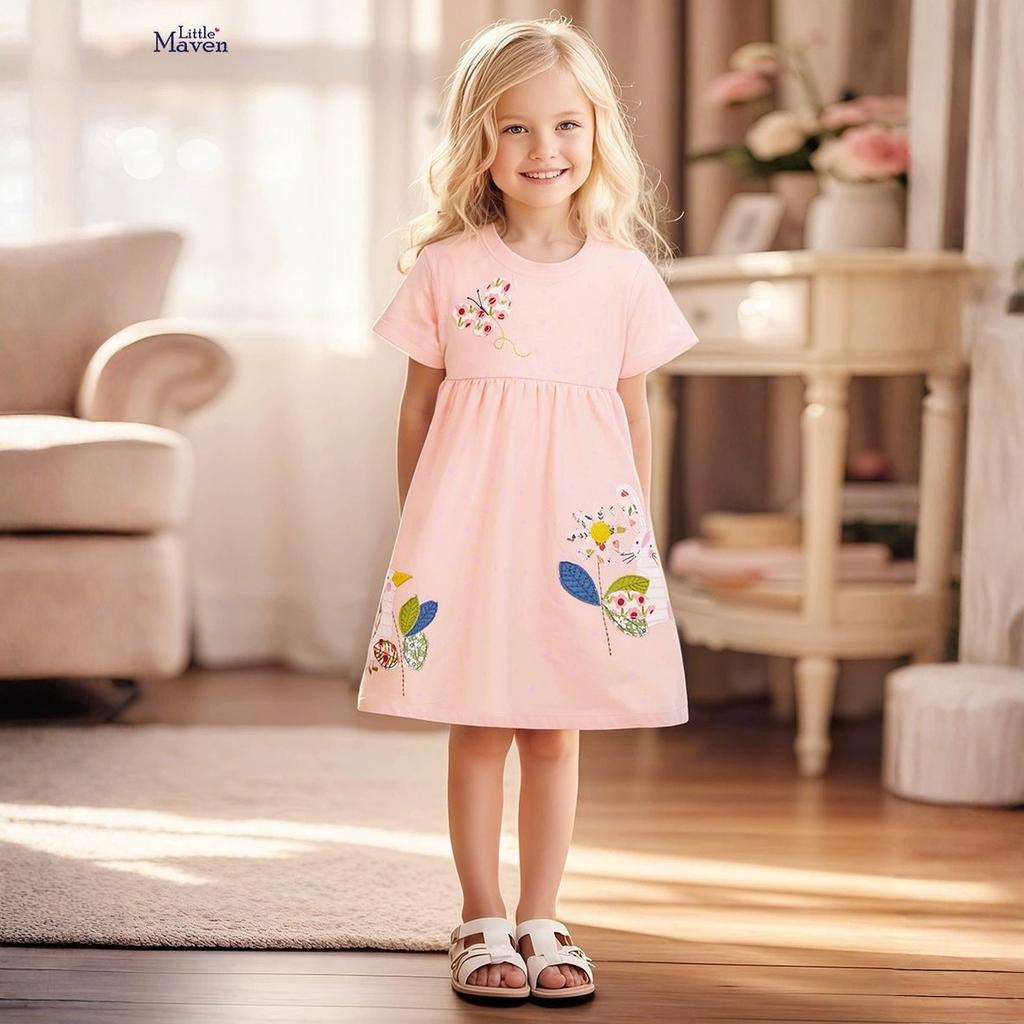 Повседневное платье с мультяшным принтом для девочек - Милое платье принцессы для детей