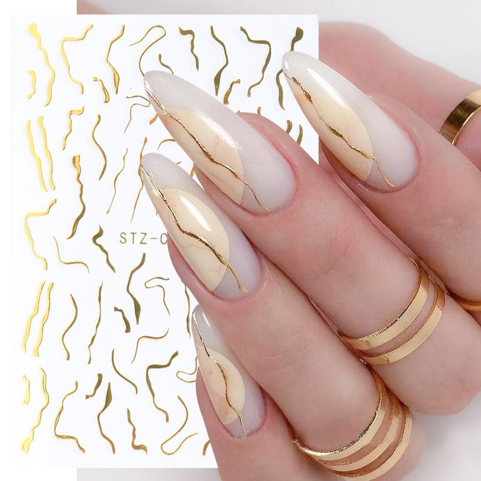 3D Metallic Golden Line Nail Stickers Striping Tape Nail Design Decor Art Decals DIY Manicure Decor