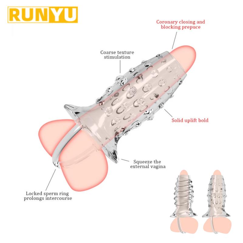 Enlargement Penis Sleeve For Delay Ejaculation Sex Toys For Men Realistic Dildo Cock Ring Penis Erection Reusable Condom