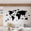 2D Decorative Wooden World Map Wall Decoration for Home Office Living Room Black World Map Wall Decoration and Accessory
