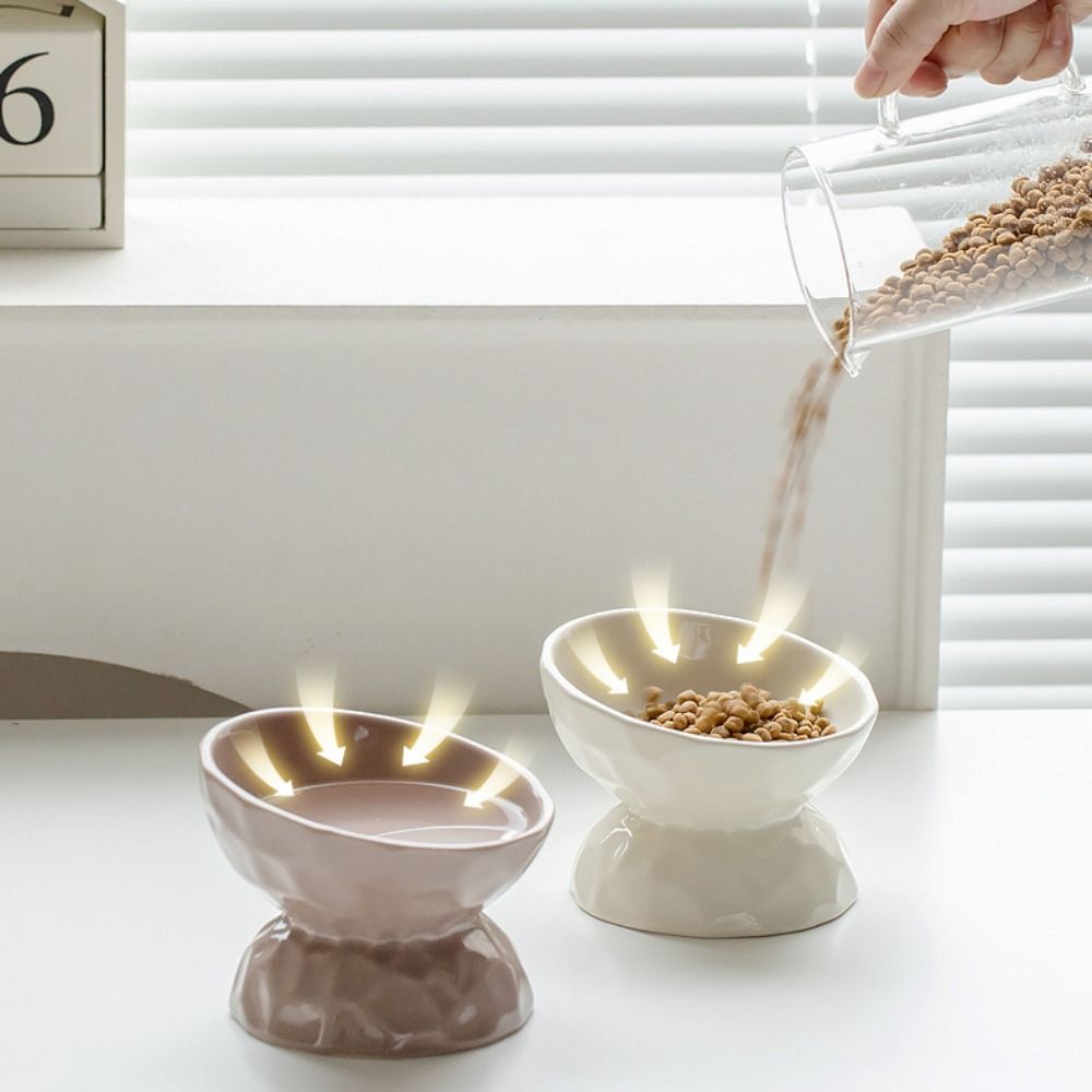 Керамическая миска для кошек Креативная многофункциональная миска для кормления собак Наклонный/плоский край Защита от опрокидывания Кормушка для питья для домашних животных Котёнок Щенок