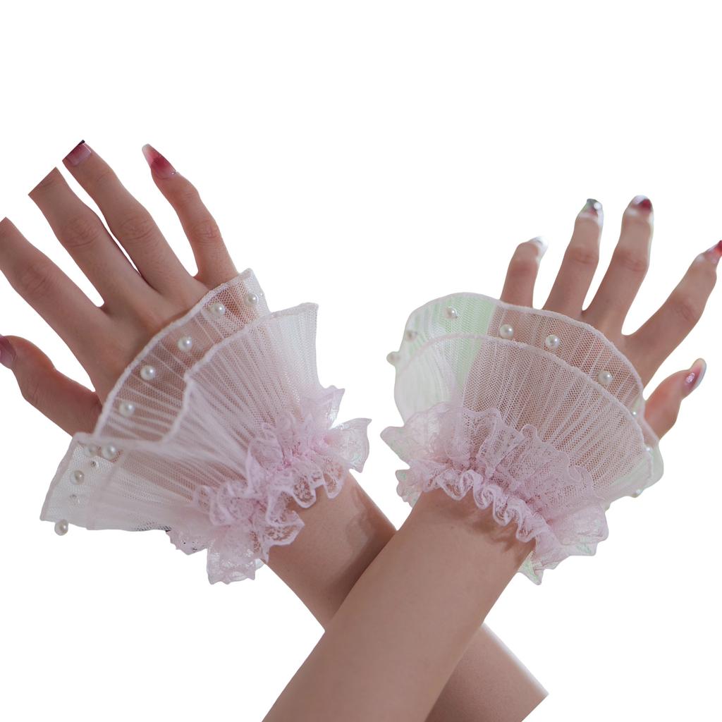 Elegant Pearl Lace Cuffs Sleeves Wrist Cuffs For Nail Art Photography And Fashion Decorative Sleeves Hand Accessories