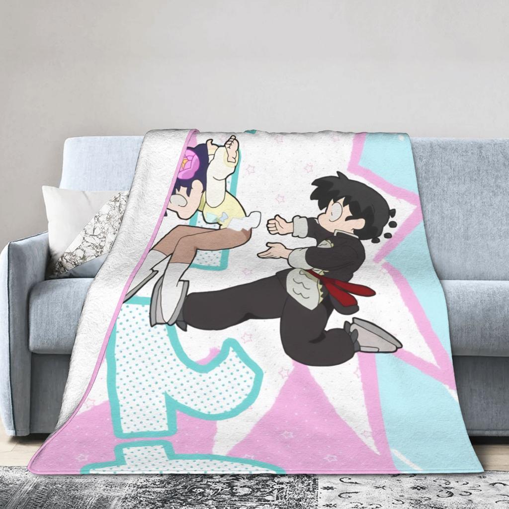 Anime Ranma And Akane Tendo Blankets Fleece All Season Multifunction Warm Throw Blanket for Bed Office Quilt