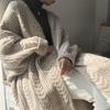 2021 Long Sweater Loose Knitted Cardigan Coat,Thickened Sweater Solid Color Cardigan