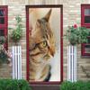 3D Door Stickers Animal Kitten Door Mural Self Adhesive Waterproof Wallpaper PVC Sticker Removable Wall Decal