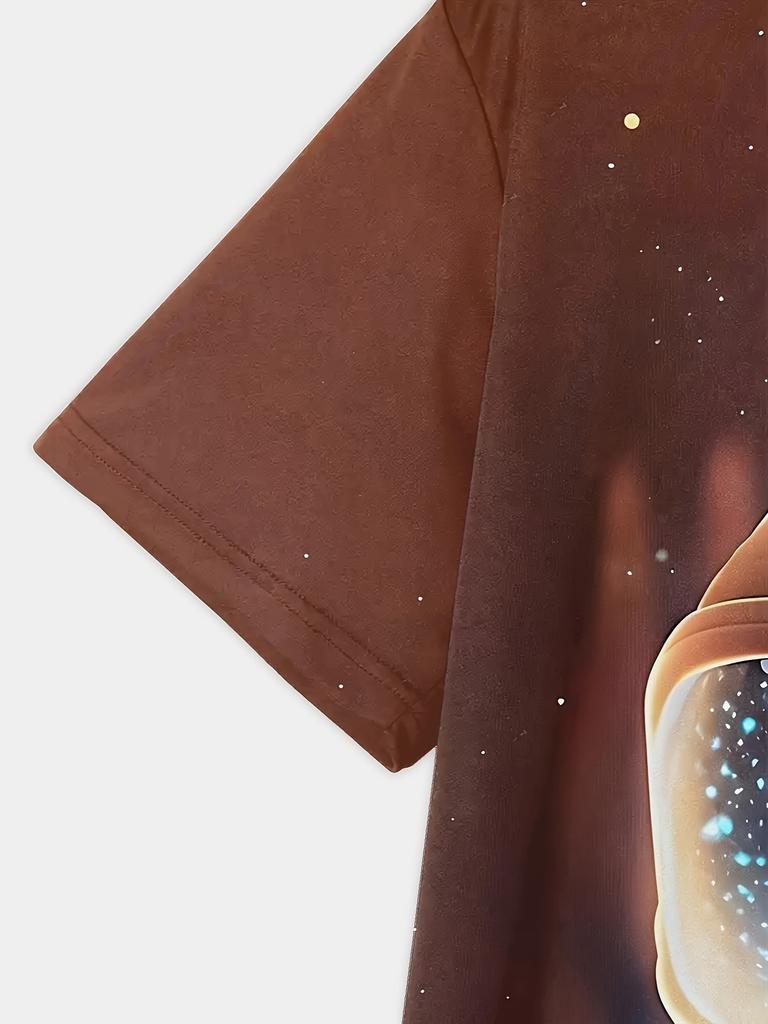 2024 летняя новая детская футболка с милым астронавтом и 3D принтом, футболки, повседневная удобная футболка с круглым вырезом для мальчиков, с короткими рукавами