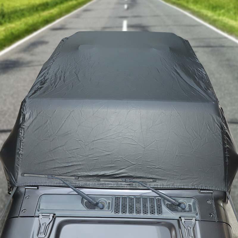 Водонепроницаемый всепогодный солнцезащитный козырек для лобового стекла, кожаный автомобильный чехол, подходит для Jeep Wrangler JL, 4-дверная версия 2018-2023, внешние аксессуары
