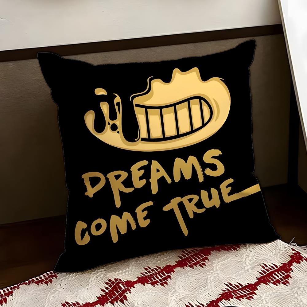 BBendy and Tthe Ink MMachine Cushion Cover Reversible Soft Durable Pillow Cover Home Car MultiScene Use for Daily Comfort