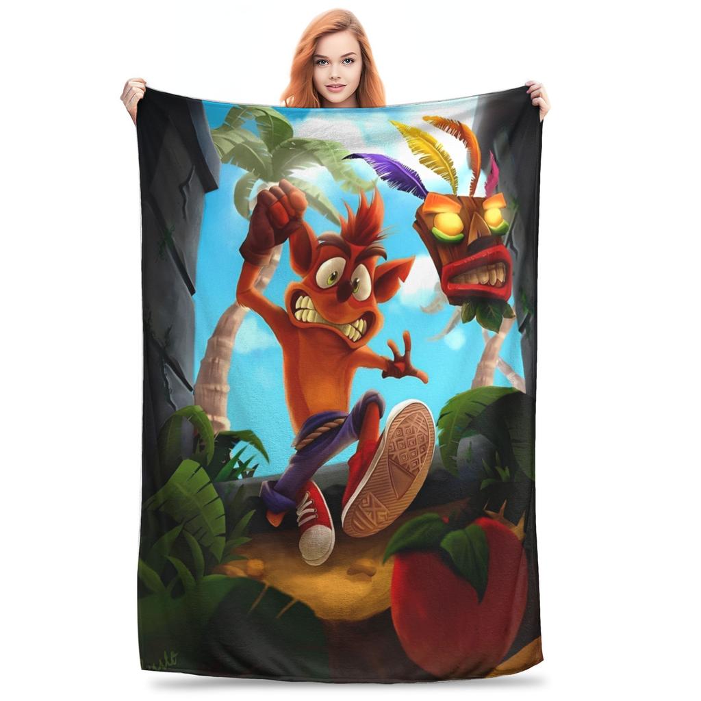 Плед Crash Bandicoot Мультяшный Плед для Дивана Видеоигра Мягкий Пушистый Плюшевый Плед Разных Размеров Покрывало для Всех Сезонов
